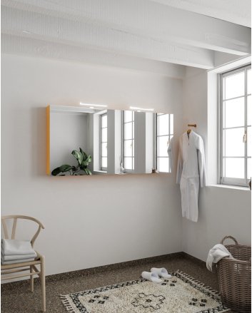 Mondiaz Cubb spiegelkast 150x70x16cm kleur ocher met 3 deuren