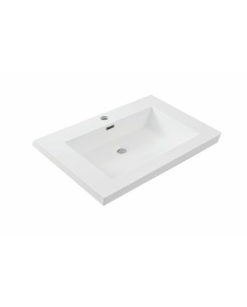 Wiesbaden Vision wastafel enkel met 1 kraangat 60x46x5,5 cm kunstmarmer glans wit