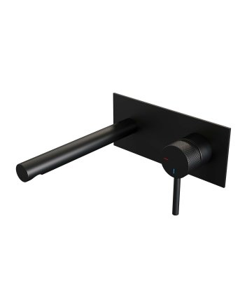 BRAUER Black Carving inbouw wastafelmengkraan met rechte uitloop en afdekplaat model A1 mat zwart