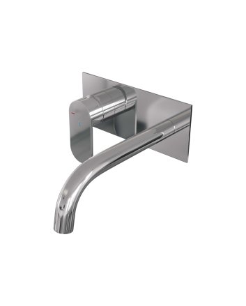 BRAUER Chrome Edition inbouw wastafelmengkraan met gebogen uitloop en afdekplaat model C2 chroom