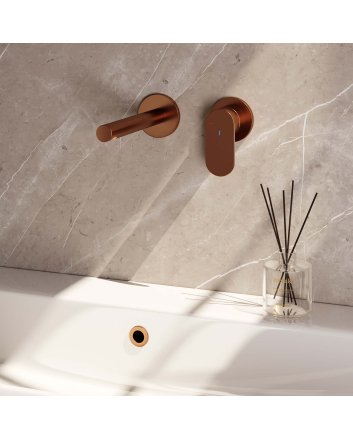 BRAUER Copper Edition inbouw wastafelmengkraan met rechte uitloop en rozetten model C1 koper geborsteld PVD