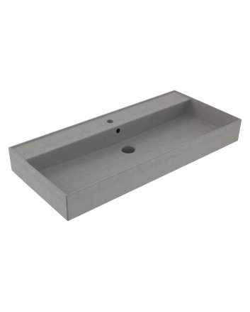 Sani DeLuxe Wastafel Edge Keramiek Warm Beton 100, met een kraangat