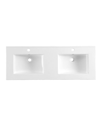 Sani DeLuxe Wastafel Keramiek Classic 120 dubbele wasbak, met twee kraangaten
