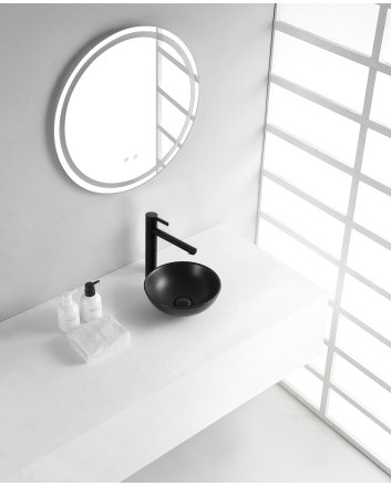 Kimo waskom rond 28 x 10 cm keramiek mat zwart