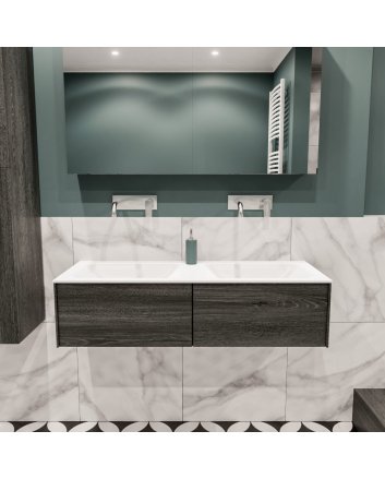 Mondiaz Lush 120 badmeubel antracite 2 lades wastafel dubbel geen kraangat
