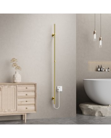 150cm Sticky - 120W Dryheating - Geborsteld Goud - Elektrische Staafhandoekradiator Enkel