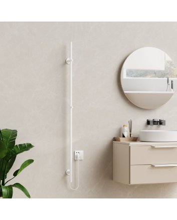 150cm Sticky - 120W Dryheating - Glans Wit - Elektrische Staafhandoekradiator Enkel