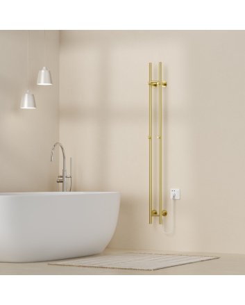 150cm Sticky - 60W Dryheating - Geborsteld Goud - Elektrische Staafhandoekradiator Dubbel