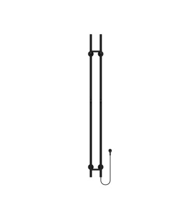 150cm Sticky - 60W Dryheating - Mat Zwart - Elektrische Staafhandoekradiator Dubbel