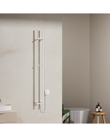 150cm Sticky - 60W Dryheating - Glans Wit - Elektrische Staafhandoekradiator Dubbel