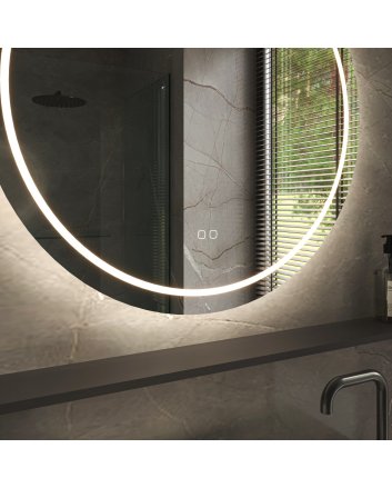 Phantom ronde LED spiegel 60cm met directe en indirecte verlichting rondom, spiegelverwarming, kleurenwissel en touchdimmer