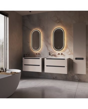 Phantom rechthoekige ovale LED spiegel 45x90cm met directe en indirecte verlichting rondom, spiegelverwarming, kleurenwissel en touchdimmer