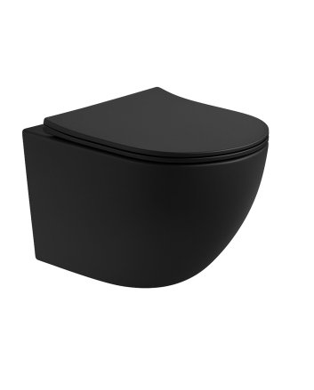 Eco Elegance pro compact hangtoilet mat zwart – randloos met tornado flush & soft close 