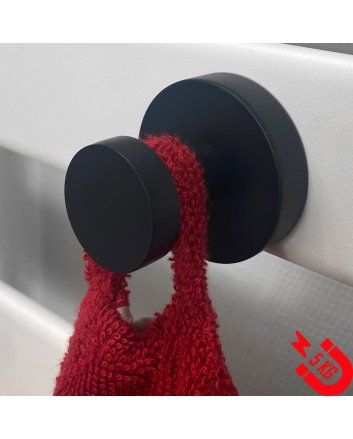 BSXL Magneet-line zwart – Magnetische handdoekhaak enkel – grote knop