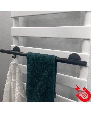 BSXL magnetisch 400 mm handdoekenrek met haakje voor radiatoren – Zwart