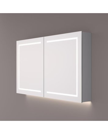 Hipp Design Luxe spiegelkast 160x70cm met LED verlichting rondom, indirecte onderverlichting, spiegelverwarming, 2 geaarde stopcontacten en verstelbare glazen planken
