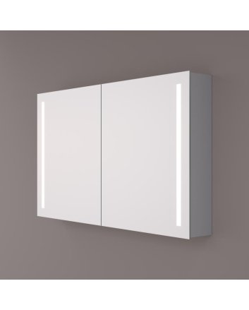 Hipp Design Luxe spiegelkast 160x70cm met verticale LED banen, spiegelverwarming, 2 geaarde stopcontacten en verstelbare glazen planken