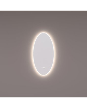Hipp Design ovale LED spiegel 45x90cm verticaal met directe en indirecte verlichting rondom, touchdimmer, spiegelverwarming en kleurenwissel