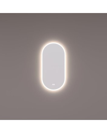 Hipp Design rechthoekige ovale LED spiegel 40x80cm met directe en indirecte verlichting rondom, touchdimmer, spiegelverwarming en kleurenwissel