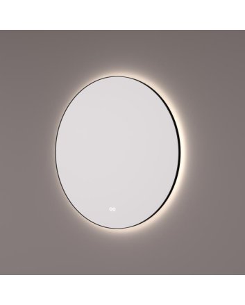 Hipp Design ronde mat zwarte LED spiegel 60cm met indirecte verlichting rondom, spiegelverwarming, touchdimmer en kleurenwissel