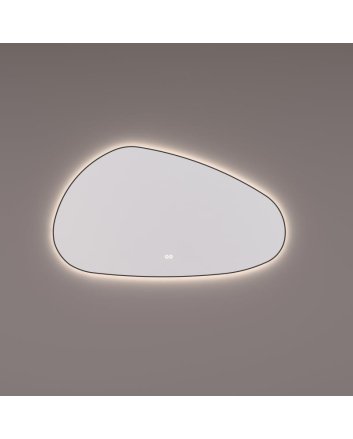 Hipp Design organische mat zwarte LED spiegel 140x80cm met indirecte verlichting rondom, spiegelverwarming, kleurenwissel en touchdimmer