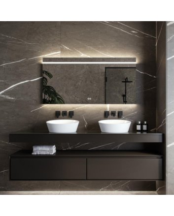 Hipp Design LED spiegel 80x70cm met horizontale verlichting, indirecte onderverlichting en spiegelverwarming