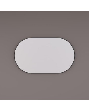 Hipp Design rechthoekige ovale spiegel 120x60cm op mat zwart metalen frame