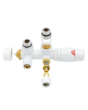 Witte radiator aansluitset Haaks voor radiatoren met onder aansluiting t.b.v 16 mm buis