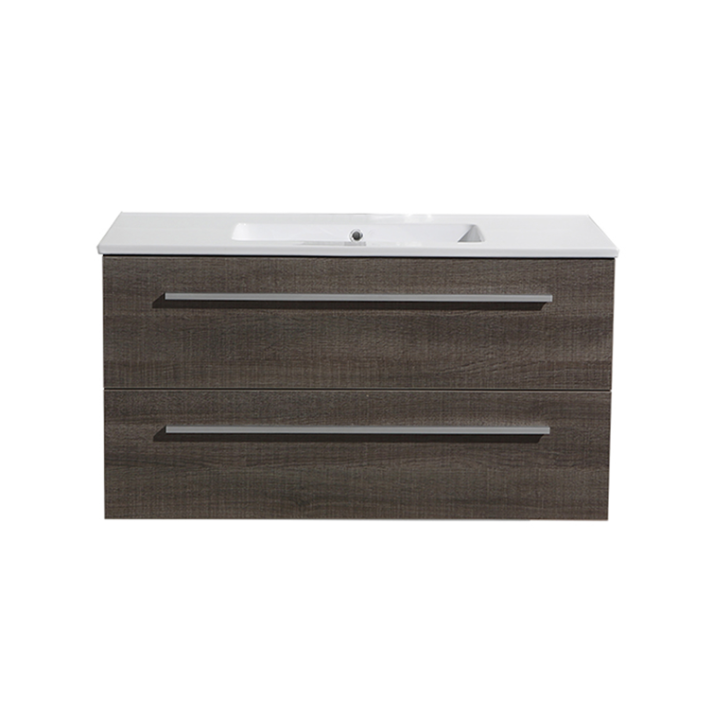 Sani DeLuxe Aktieset badmeubel DL met greep aluminium 100 Kentucky Oak zonder spiegel