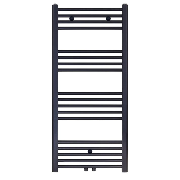 120x50 cm - 675 Watt - Ecorad Handdoekradiator - Mat Zwart (RAL9005) - Universal-6 aansluitpunten