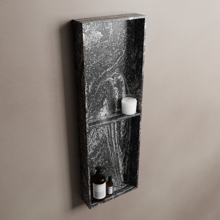 Mondiaz Easy Nis 59,5x29,5cm in solid surface kleur Lava. 3 vakken  geschikt voor in- of opbouw