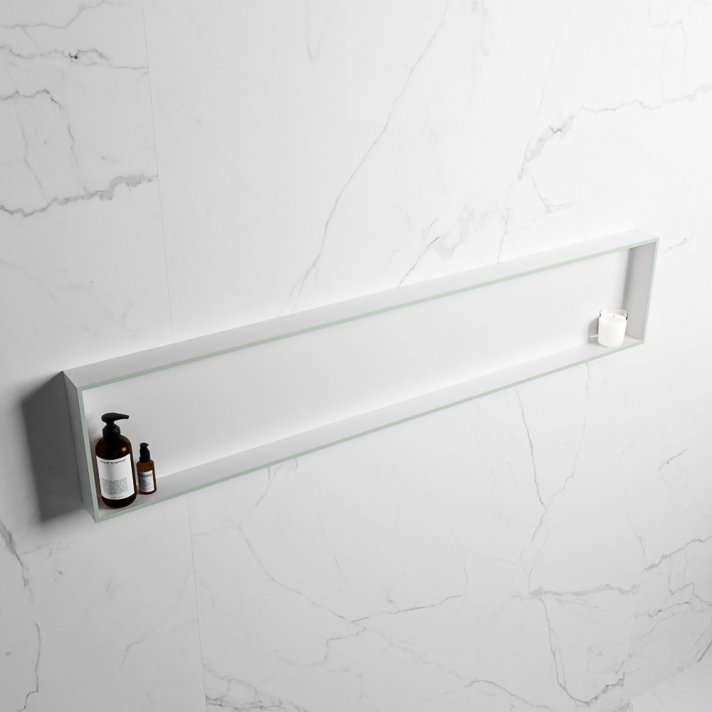 Mondiaz Easy Nis 149,5x29,5cm in solid surface kleur Greey | Talc. 1 vak  geschikt voor in- of opbouw
