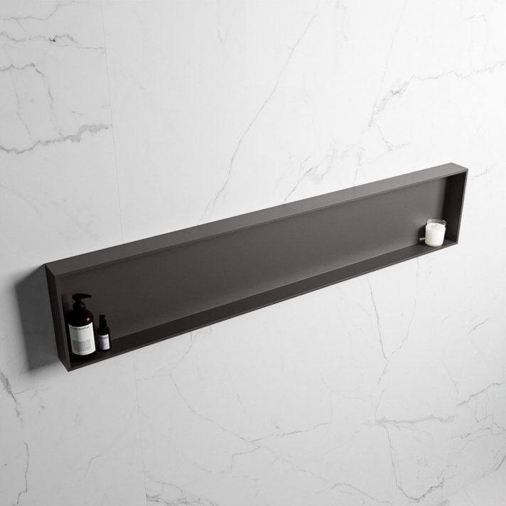 Mondiaz Easy Nis 149,5x29,5cm in solid surface kleur DarkGrey | DarkGrey. 1 vak  geschikt voor in- of opbouw