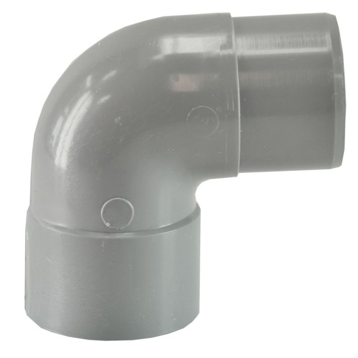 Afvoerbocht mof 40 mm x spie 40 mm 90 graden PVC