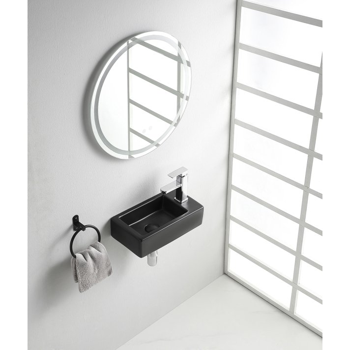 Rhea M fontein rechts 40 x 22 x 11 cm keramiek mat zwart