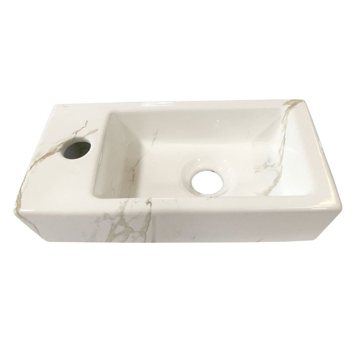 Rhea mini fontein links 36,5 x 18 x 9 cm keramiek carrara