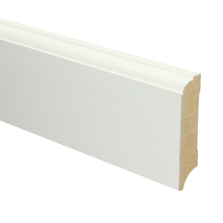MDF Eigentijdse plint 70x18 wit voorgelakt RAL 9010 | 2.4 meter