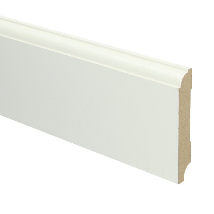 MDF Eigentijdse plint 90x15 wit voorgelakt RAL 9010 | 2.4 meter