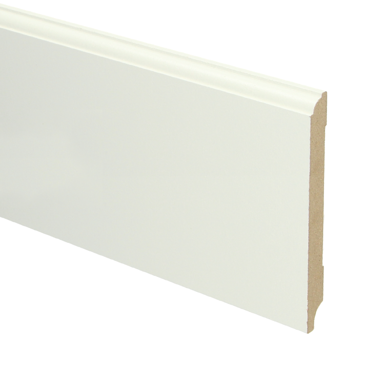 MDF Eigentijdse plint 120x12 wit voorgelakt RAL 9010 | 2.4 meter