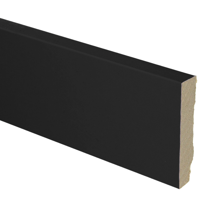 MDF plint recht 70x15 zwart gefolied | 2.4 meter