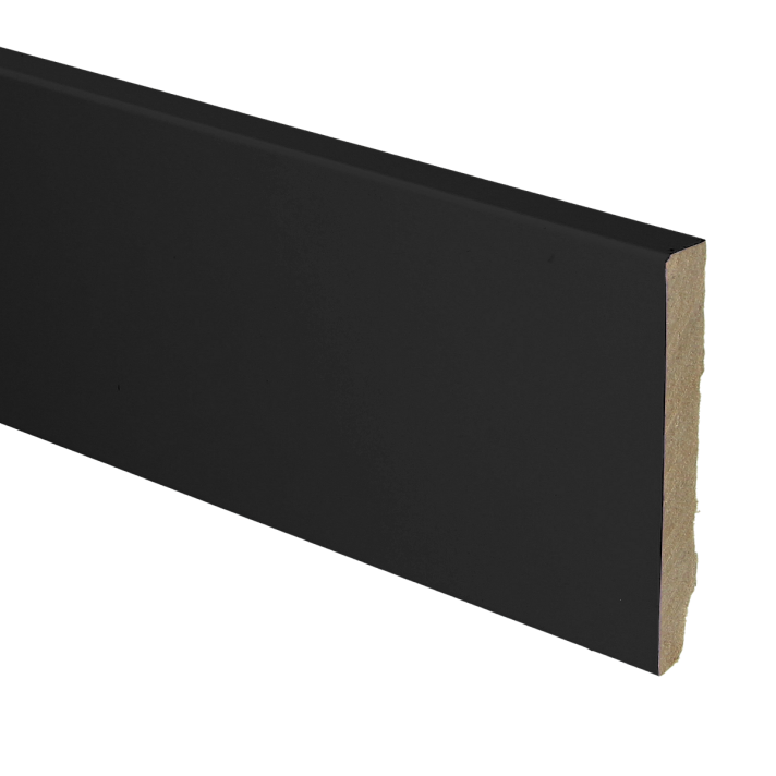 MDF plint recht 90x12 zwart gefolied | 2.4 meter