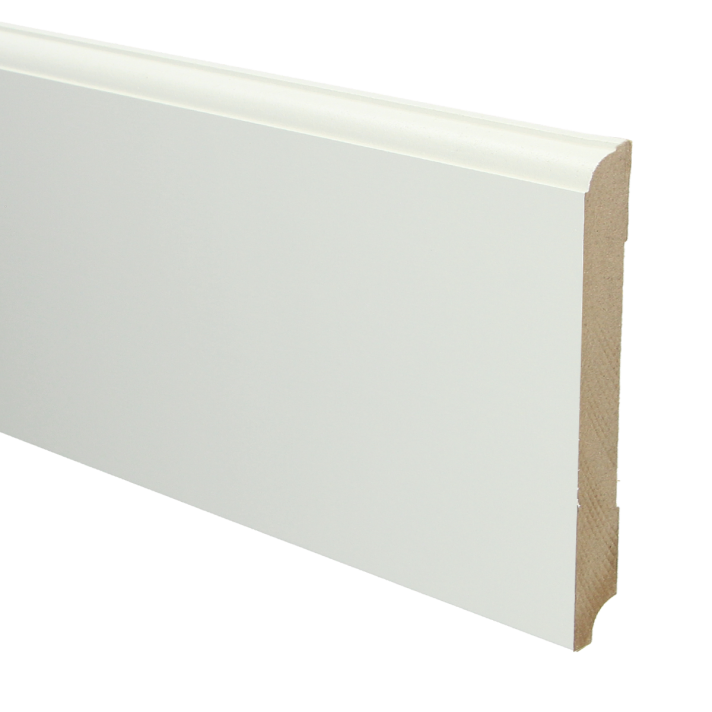MDF Eigentijdse plint 150x18 wit voorgelakt RAL 9010 | 2.4 meter