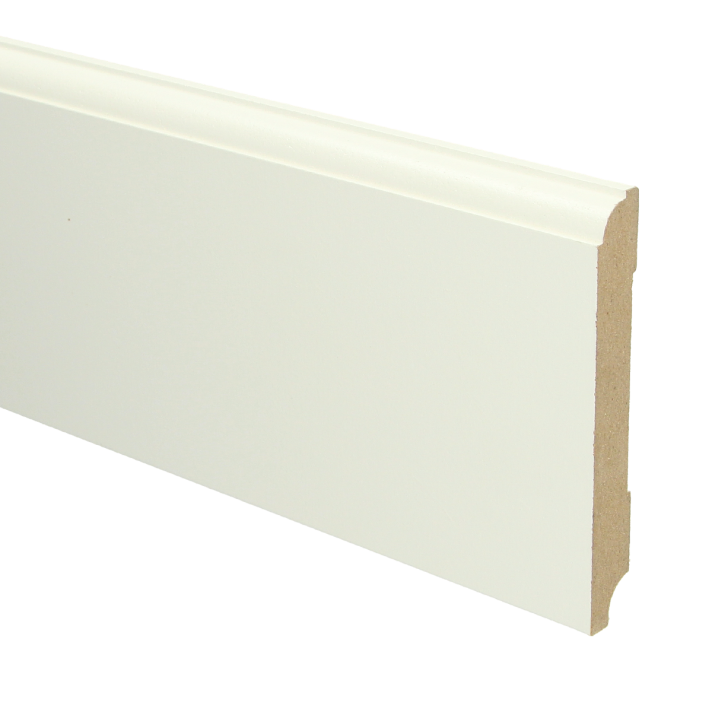 MDF Eigentijdse plint 120x15 wit voorgelakt RAL 9010 | 2.4 meter