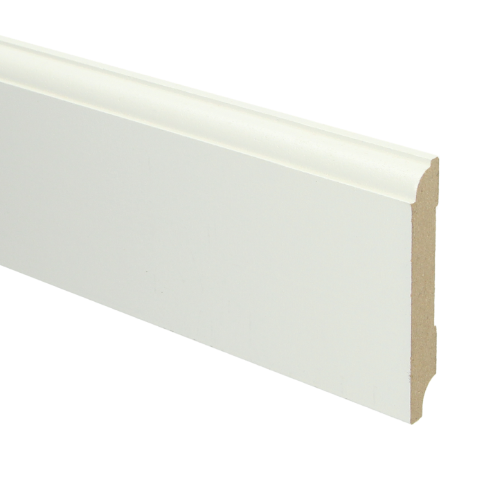 MDF Eigentijdse plint 90x18 wit voorgelakt RAL 9010 | 2.4 meter