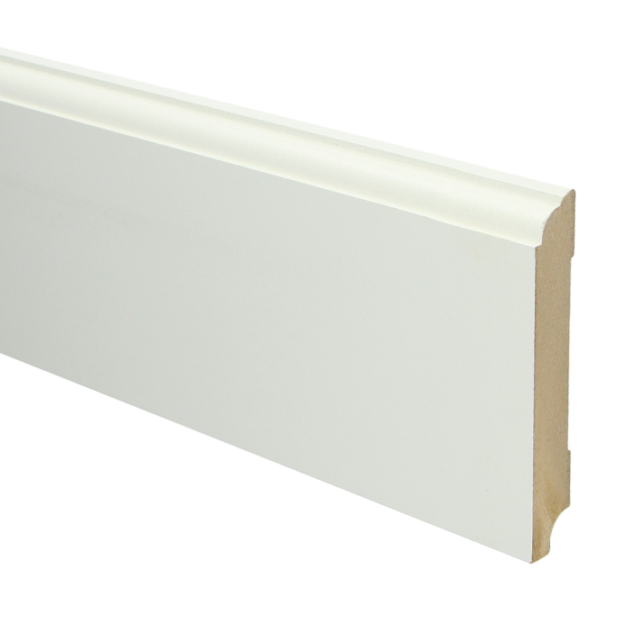 MDF Eigentijdse plint 115x18 wit voorgelakt RAL 9010 | 2.4 meter