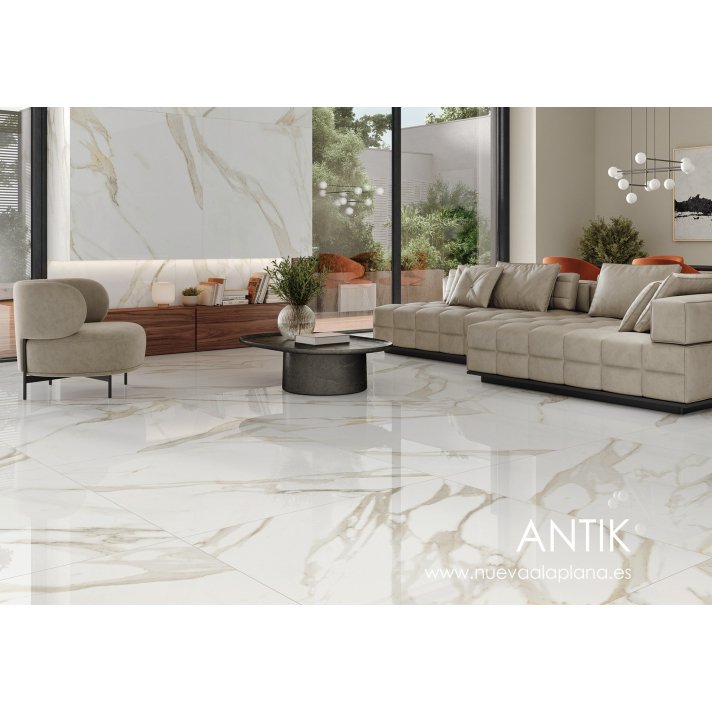 Alaplana Antik hoogglans vloertegel 120x120 White