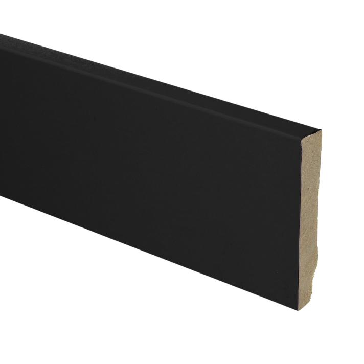 MDF plint recht 70x12 zwart gefolied | 2.4 meter