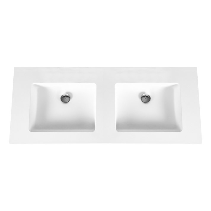 Eco Elegance Solid Surface Dubbele Wastafel Zonder Kraangat (160cm) - Wit