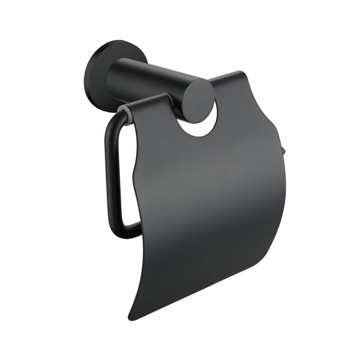 Eco Elegance Toiletrolhouder Met Klep Mat Zwart