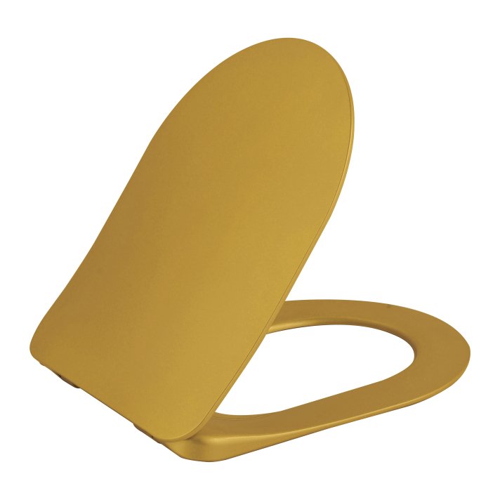 Hunk & Müeller Flat Wc-Zitting Duroplast (Soft-Close & Quick Release) Met Inox Scharnieren - Goud